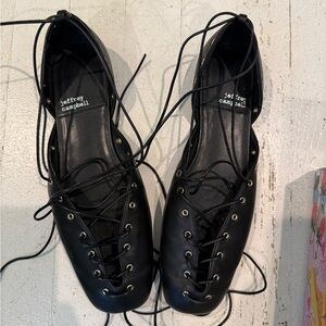 Free People Black Lace-Up Flats